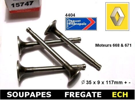 Soupapes Echappement - RENAULT Frégate Moteurs 668 Etendard - 35x9x117mm
