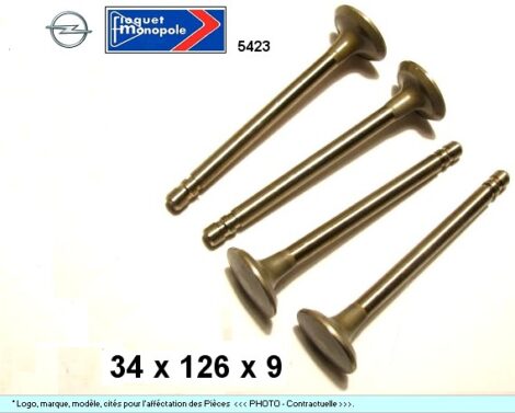 Soupapes Echappement OPEL 34 x 126 x 9mm Floquet Monopole 5423