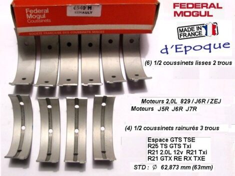 Coussinets de Ligne - PSA CX20 505 STi Ti - RENAULT Espace R21 R25 2.0L - STD 63mm