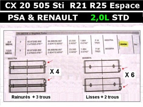 Coussinets de Ligne - PSA CX20 505 STi Ti - RENAULT Espace R21 R25 2.0L - STD 63mm – Image 2
