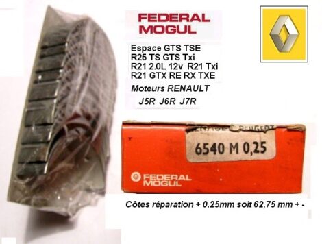 Coussinets de Ligne - PSA CX20 505 STi Ti - RENAULT Espace R21 R25 2.0L - Réctification 0.25mm