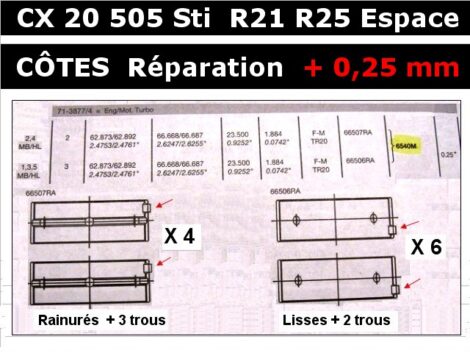 Coussinets de Ligne - PSA CX20 505 STi Ti - RENAULT Espace R21 R25 2.0L - Réctification 0.25mm – Image 2