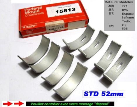 Coussinets de Bielles PSA Ess 2.0L CX 505 Sti Espace R21 R25 Trafic Master - Réctifié 0.25mm