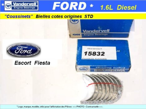 Coussinets de bielles - FORD Escort Fiesta 1600 Diesel - STD Vandervell VPR 91892