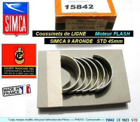 Coussinets de Ligne SIMCA 9 Aronde Moteur 3 Paliers -  STD 45mm CF1023 – Image 3