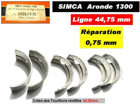 Coussinets de Ligne SIMCA Aronde 1300 - Moteur FLASH 3 Paliers - 44,25mm (réparation) – Image 2