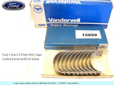 Coussinets de paliers FORD moteur OHC 1600cc & 2000cc 57 mm STD Vandervell 91350