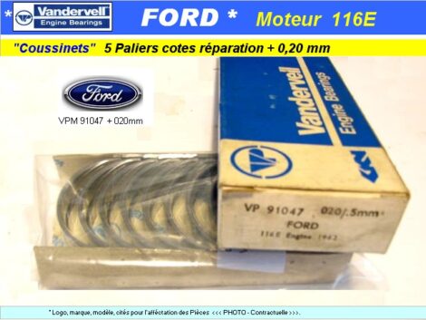 Coussinets de paliers FORD Capri 116E 1500cc 1962  (réparation 0,20 mm)
