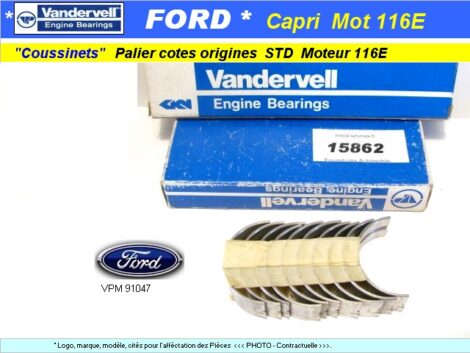 Coussinets de paliers FORD Capri 116E 1500cc - 1962 STD 54 mm - Vandervell VPM 91047