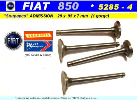 Soupapes Admission FIAT 850 29 x 95 x 7 mm Floquet Monopole 5285 (collection)