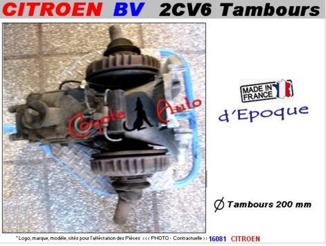 Acompte 50€- Boite de vitesses - CITROEN 2cv6 dyane - Avec tambours 200 mm (vente sur place)