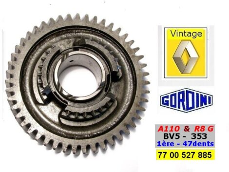 Pignon 1ère vitesse - Renault BV5 R8 GORDINI 353 - Montage 47 dents repère rouge - OR 7700527885