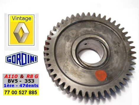 Pignon 1ère vitesse - Renault BV5 R8 GORDINI 353 - Montage 47 dents repère rouge - OR 7700527885 – Image 2