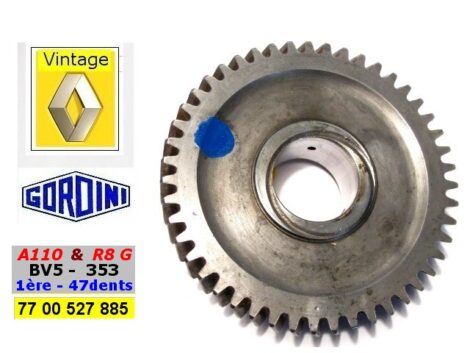 Pignon 1er vitesse - Renault BV5 R8 GORDINI 353 - Montage 47 dents repère bleu OR 2565159 – Image 2