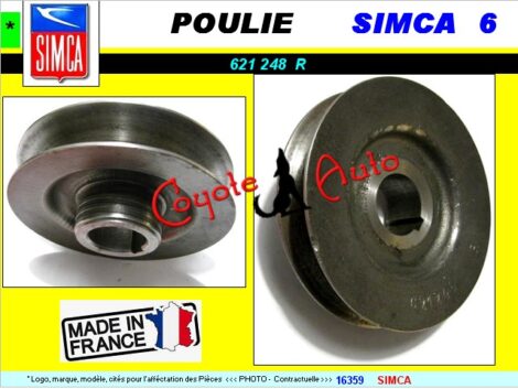 Poulie moteur origine - SIMCA 6 - Moteur 569cc - 1948 à 1955