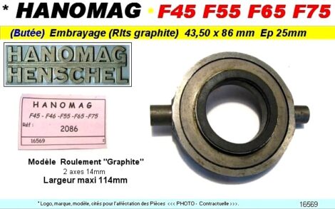 Butée embrayage  pour HANOMAG F45 F46 F55 F65 F75 (Roulement & Graphite)