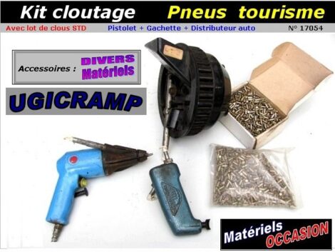 Kit de cloutage pneus tourisme - Pistolet pneumatique - Distributeur  - Lot de clous simples (atelier)