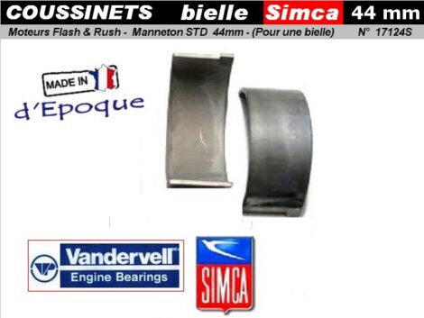 Coussinets de Bielle SIMCA Aronde 9 1300cc  - Moteur Flash - STD 44 mm (dépannage x une bielle)