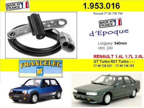 Capteur position vilebrequin - Renault 5 GT 1.4L & R21 2.0L Turbo - OR 7700728637