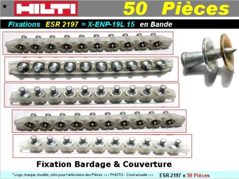 Lot 50 clous Hilti fixation bardage & couverture en bandes