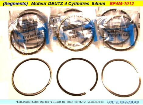 Segments Moteur DEUTZ 3190cc Diesel 4 cylindres diamètre 94 mm 3.0 x 2.0 x 3.0 mm