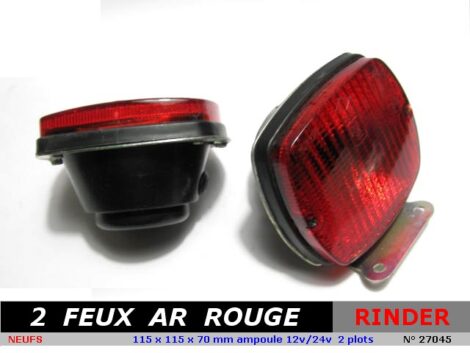 Feux x 2 - rouge 12v ou 24v compact 115 x 115 x 70 mm - RINDER 27045 lampe 2 plots – Image 2