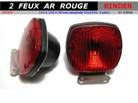 Feux x 2 - rouge 12v ou 24v compact 115 x 115 x 70 mm - RINDER 27045 lampe 2 plots – Image 4