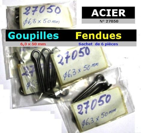 Goupilles fendues acier x 6 diamètre 6.3 mm  longueur 50 mm