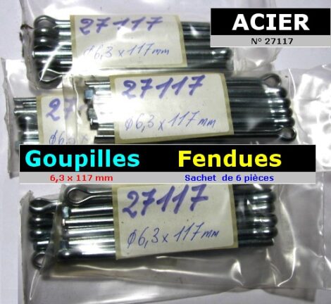 Goupilles fendues acier x 6 - Diamètre 6.3 mm  longueur 117 mm