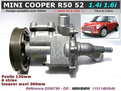 Pompe à eau Mini Cooper 1.4L 1.6L - Types R50 R52
