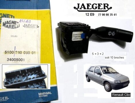 Commodo essuie glace Renault Clio & Espace V6 origine JAEGER Magneti Marelli 510034005001