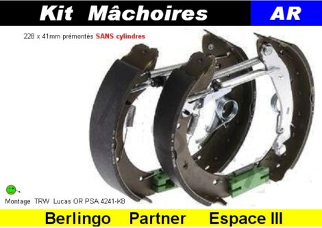 Machoires et plaquettes de frein PSA Berlingo & Partner série I