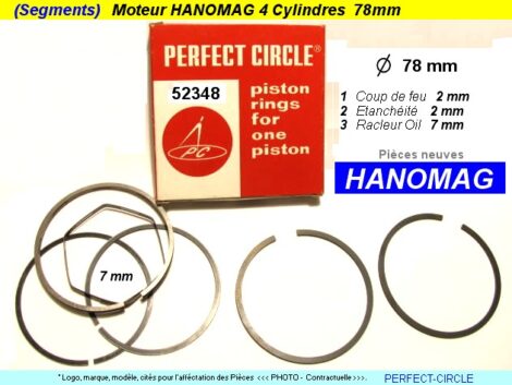 Segments Moteur - HANOMAG - Diamètre 78 mm 2.0 x 2.0 x 7.0 mm (dépannage)