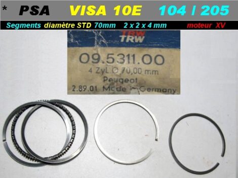 Segments Moteur PSA VISA 104 954cc 70mm - 2x2x4 - TRW 09531100 (dépannage)