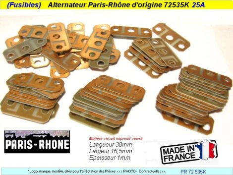 Fusibles Alternateur Paris Rhône - CITROEN 2cv Dyane Ami Méhari - 12 volts 25A (les 5 pièces) – Image 2