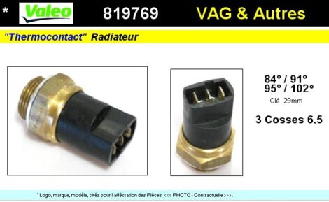 Contacteur température ventilateur radiateur AUDI VAG SKODA VALEO 819769