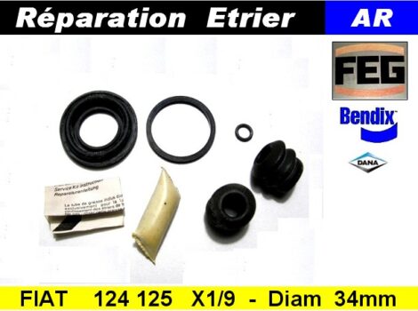 Kit réparation étrier arrière - FIAT 124 125 X1/9 - Diamètre 34 mm (dépannage)