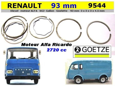 Segments GO - Moteur RENAULT - SG2 Galion 93 mm - 3 x 3 x 3 x 4.5 - Diesel Alfa Ricardo