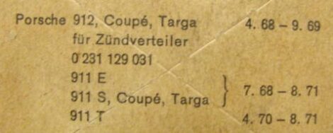 Kit Rupteurs Porsche 912 & 911 1968 à 1972 - BOSCH 1 237 013 065-081 (collection) – Image 3