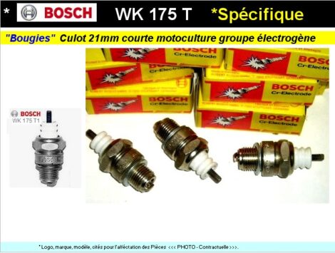 Bougies spécifiques - Bosch WK 175 T1 courte 50mm - Motoculture groupe électrogène x 2 pièces
