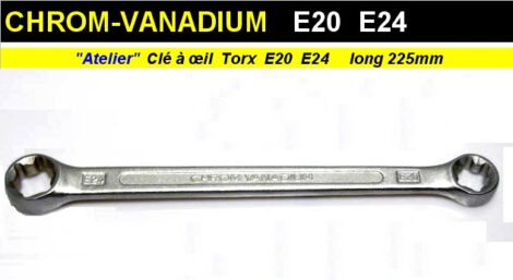 Clé mixte TORX femelle E20 E24 longueur 225 mm (outillage atelier)