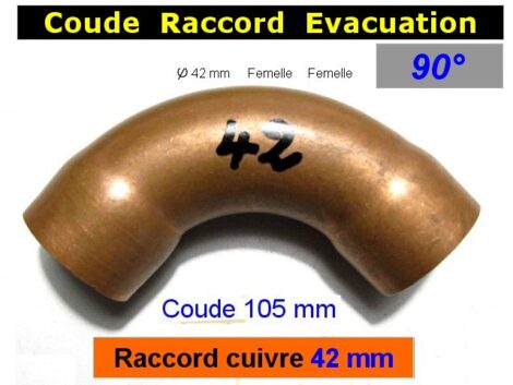 Raccord cuivre PLOMBERIE coude 42 FF Long 105 mm