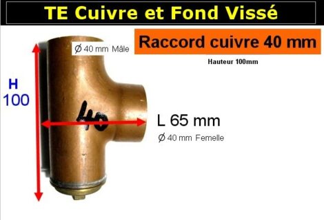 Raccord cuivre - Plomberie - vidange TE 40 M/F hauteur 100mm (fond vissé)