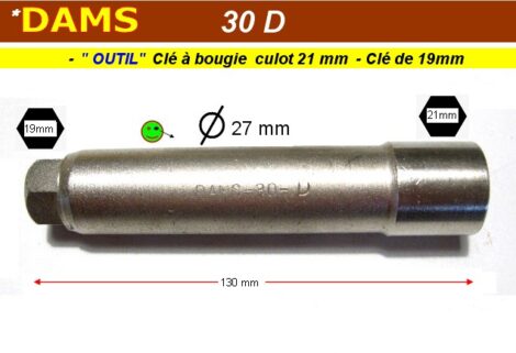 Clé à bougie rapide pour bougie de 21 mm - DAMS 30J (outillage atelier) – Image 3