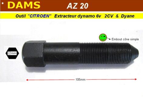 Outil spécifique Citroën 2cv dyane - Dépose induit dynamo 6v embout simple cône - DAMS-AZ20 (outil atelier)