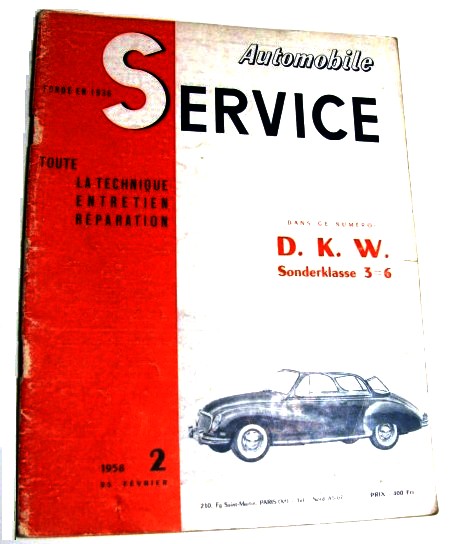 Revue technique DKW 3/6 1958 896cc 3 cylindres 2 temps AUTOMOBILE SERVICE
