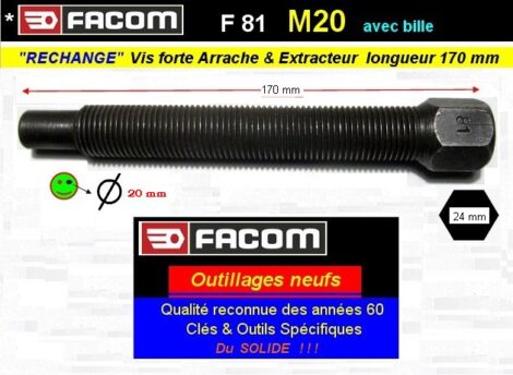 Vis mère extracteur arrache M19 longueur 170mm - FACOM F81-170 (atelier)