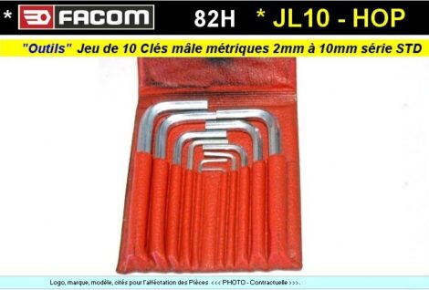 Outils Facom 10 clés mâles 2 mm à 10 mm - FACOM série 82H JL10  (outil atelier)