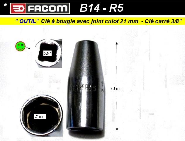Facom Clé à bougie Facom 9mm pour bougie de préchauffage B.10R9D
