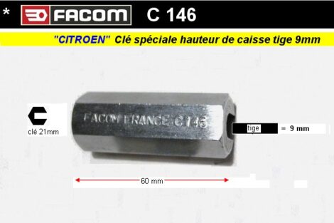 Clé FACOM Spécifique C146 réglage pot suspension CITROEN 2cv avec amortisseurs tige 9 mm (outil atelier)